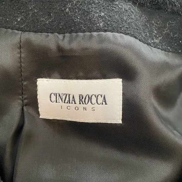 Cinzia Ricca Short black wool/cashmere blend short hooded coat - Picture 4 of 9